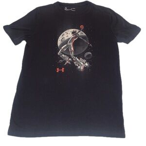 Under Armour Moon Shot Basketball Graphic T-Shirt Black HeatGear YLG